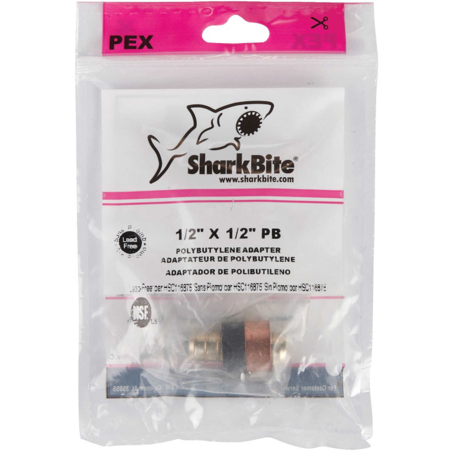 SharkBite Crimp Transition Low Lead 1/2 In. Polybutylene, Brass PEX Coupling Image 2
