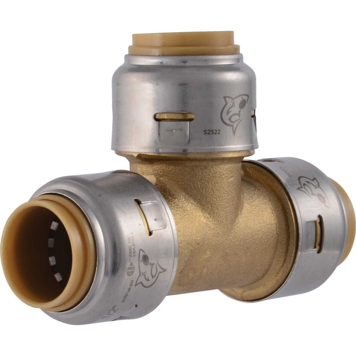 SharkBite 1/2 In. x 1/2 In. x 1/2 In. Brass Push-to-Connect Tee Image 1