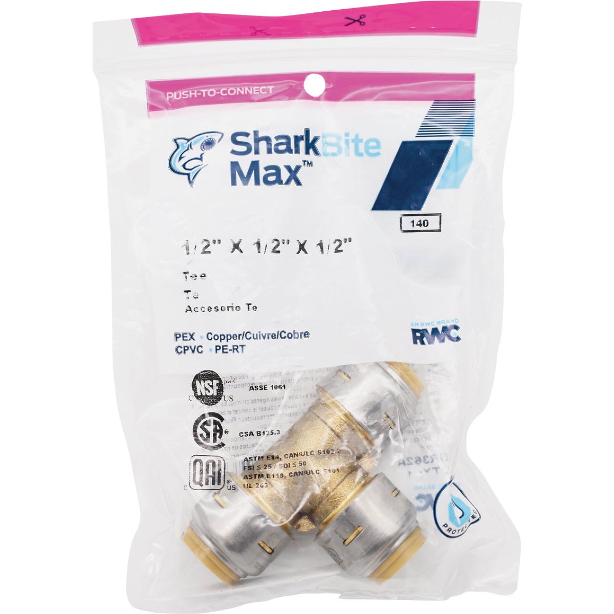 SharkBite 1/2 In. x 1/2 In. x 1/2 In. Brass Push-to-Connect Tee Image 3