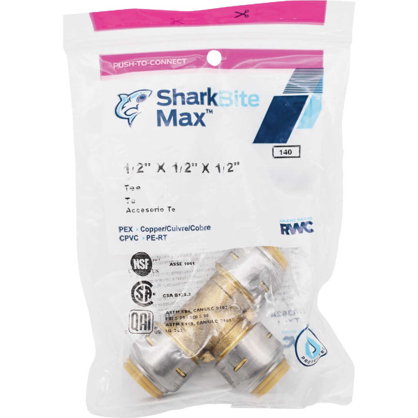 SharkBite 1/2 In. x 1/2 In. x 1/2 In. Brass Push-to-Connect Tee Image 3