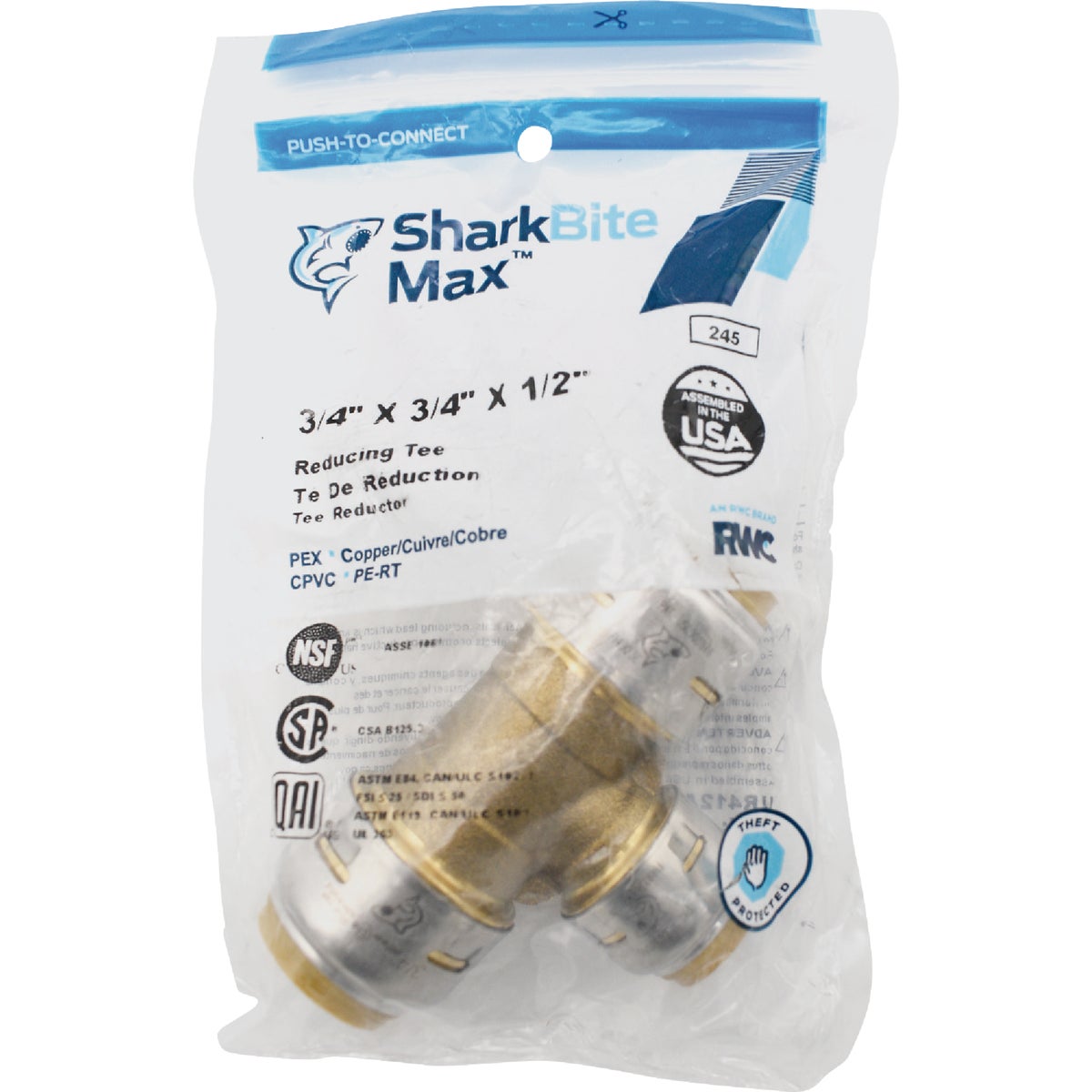 SharkBite 3/4 In. X 3/4 In. X 1/2 In. Push-to-Connect Tee Image 4