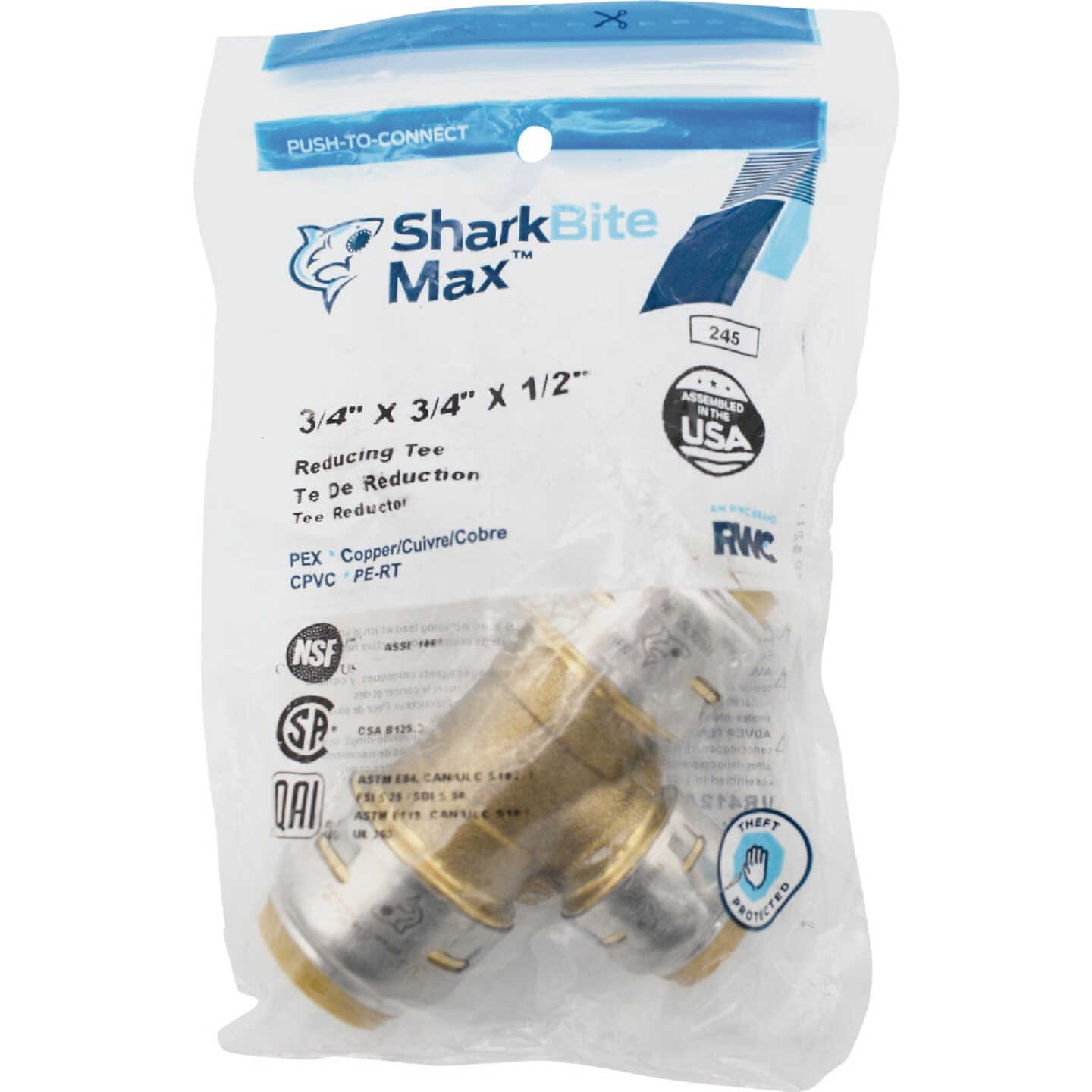 SharkBite 3/4 In. X 3/4 In. X 1/2 In. Push-to-Connect Tee Image 4