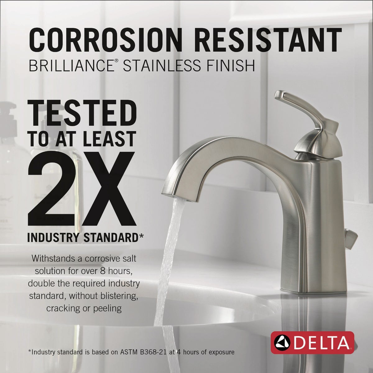 Delta Flynn Stainless Single-Handle 4 In. Centerset Bathroom Faucet Image 3
