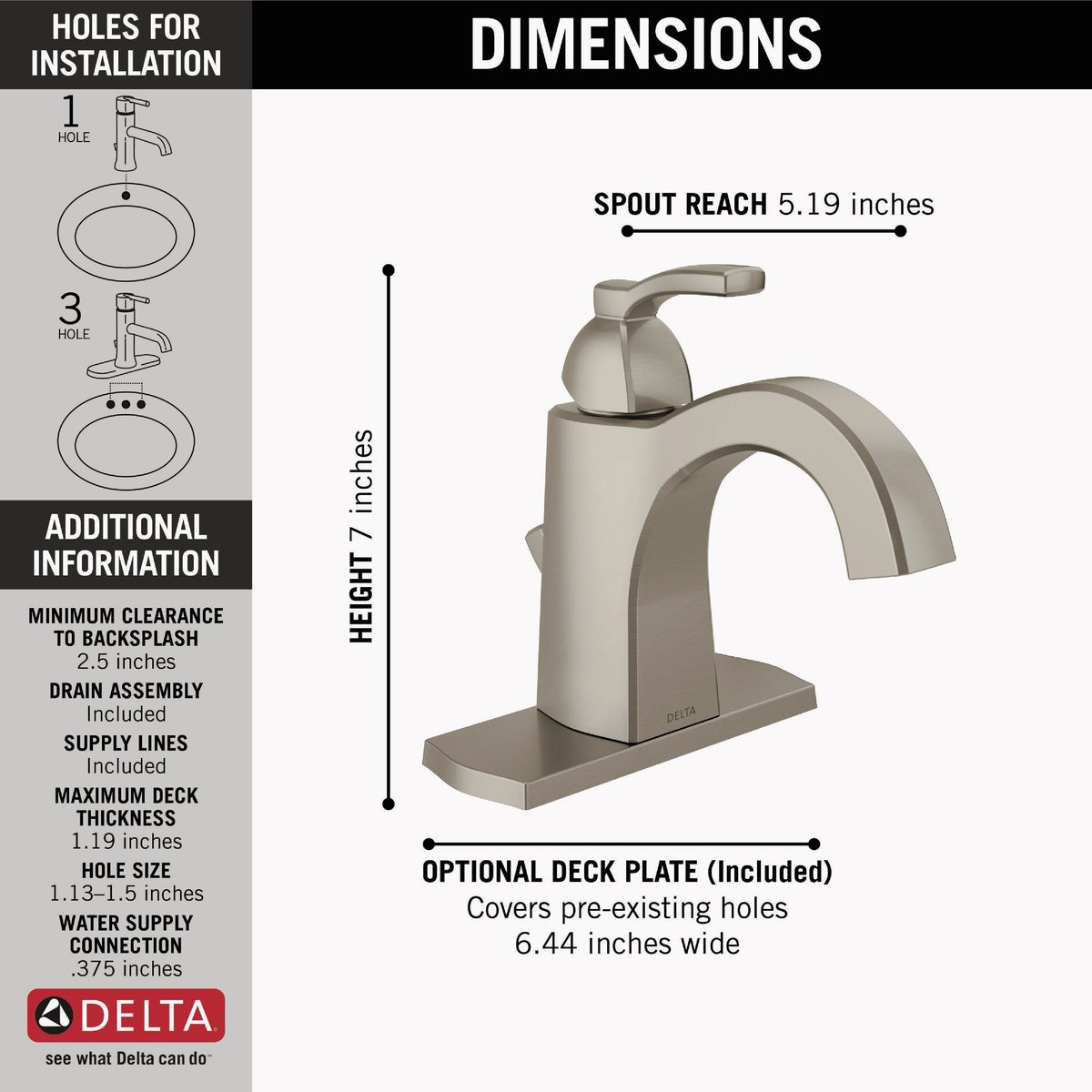 Delta Flynn Stainless Single-Handle 4 In. Centerset Bathroom Faucet Image 4