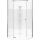 Maax Begonia Carbon 36 In. L x 36 In. D x 72 In. H Polystyrene Center Drain Shower Kit in White with Carbon Glass in Chrome Image 1