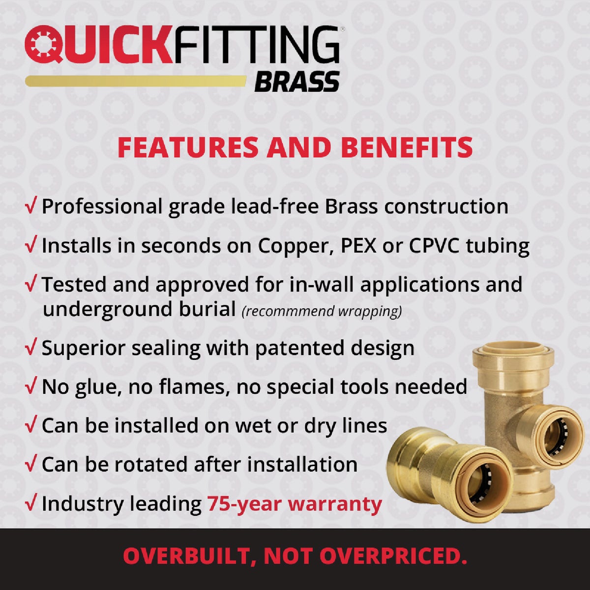 QuickFitting 3/4 In. x 1/2 In. Push-to-Connect Brass 90 Deg Reducing Elbow Image 3
