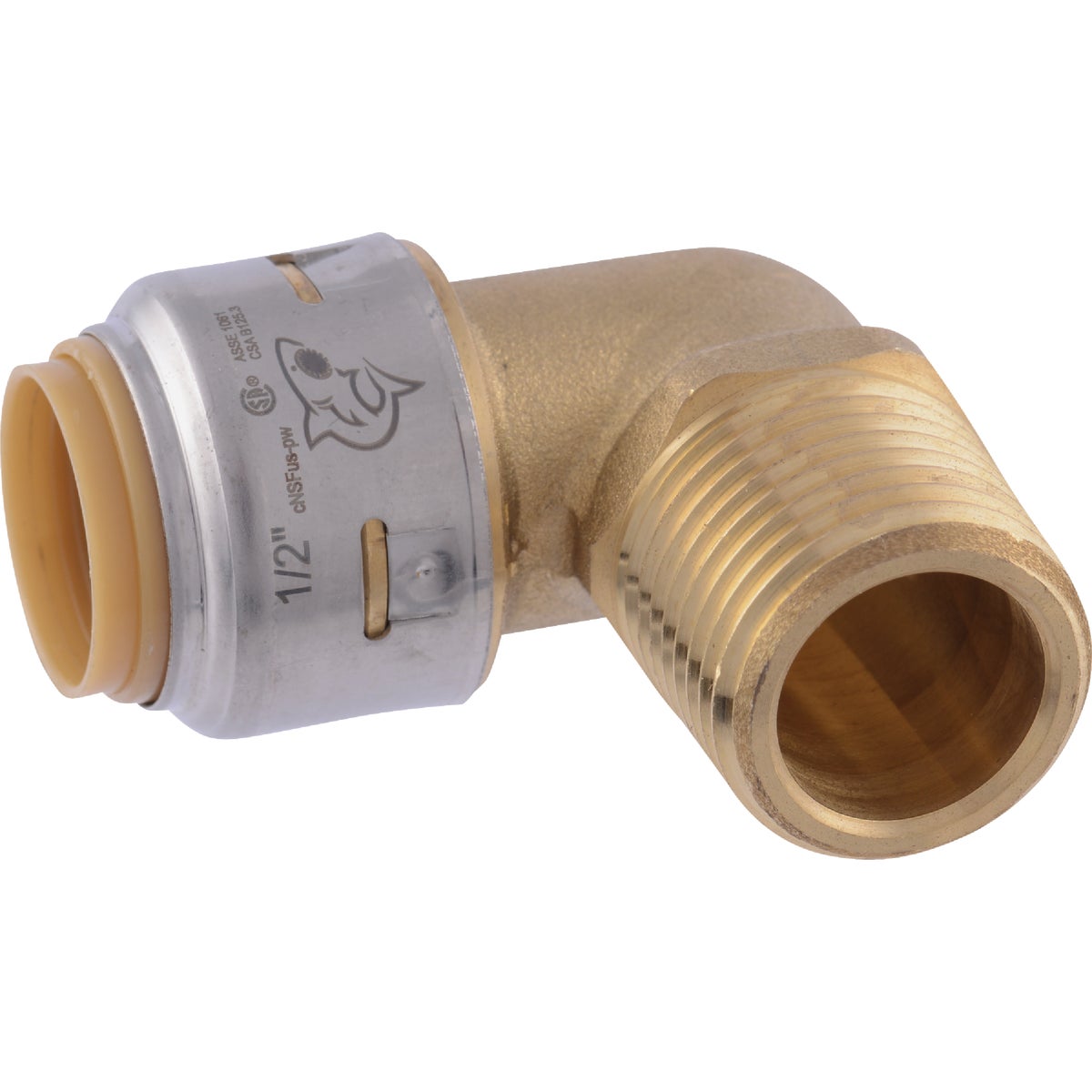 SharkBite 1/2 In. x 1/2 In. Push-to-Connect MNPT Brass Elbow (1/4 Bend)