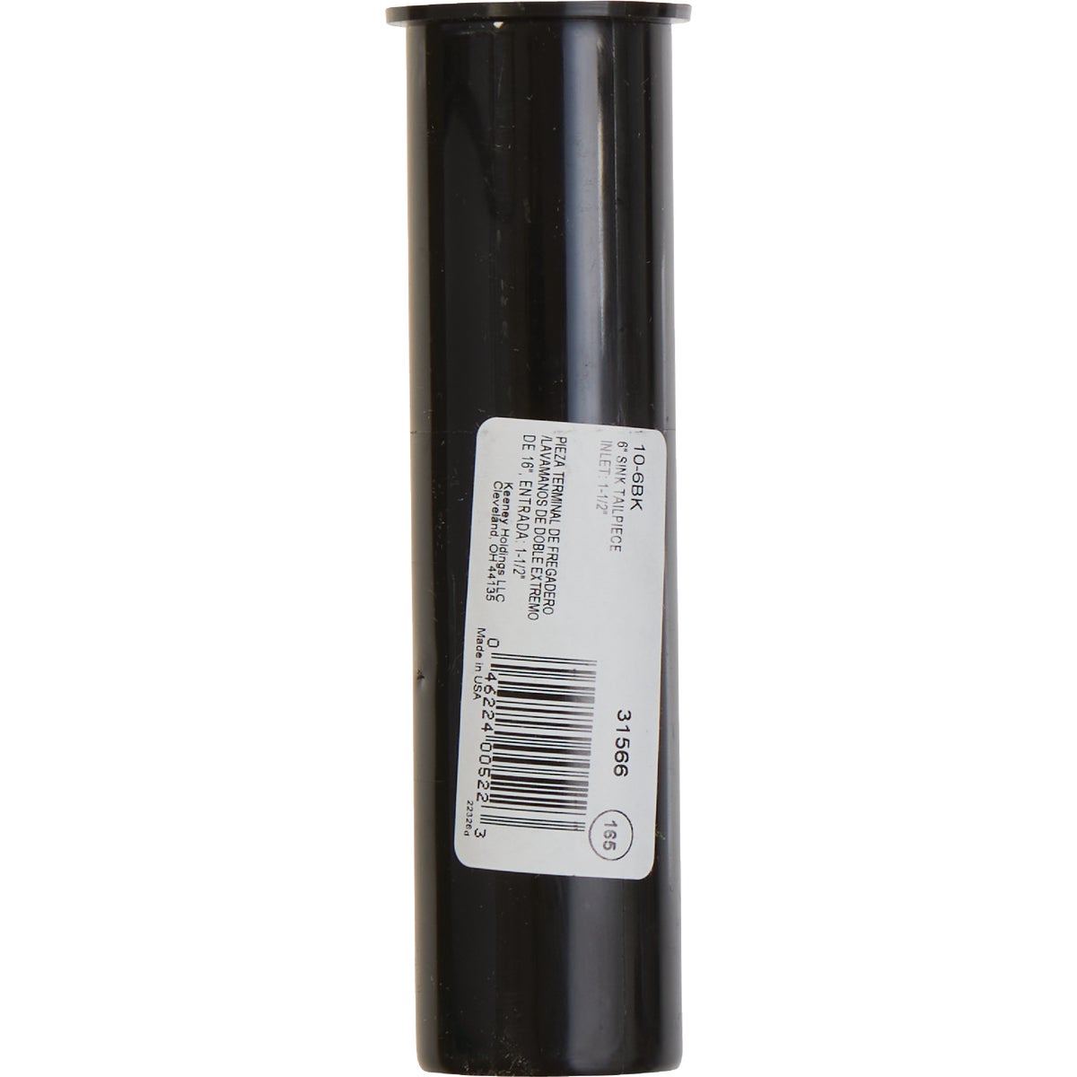 Keeney 1-1/2 In. x 6 In. Black Plastic Flanged Sink Tailpiece Image 2
