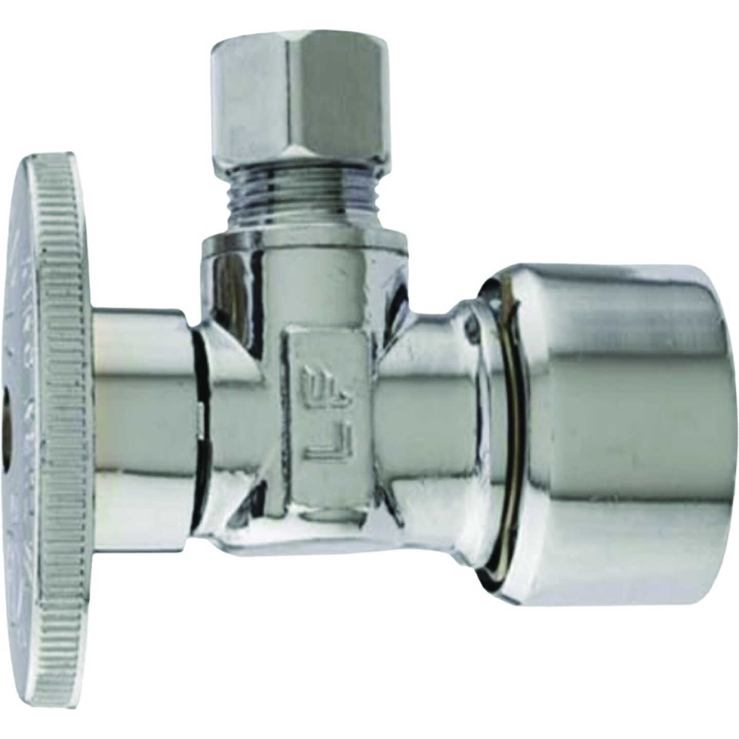 Master Plumber 5/8 In. OD Quick Lock x 3/8 In. OD Compression Chrome Angle Supply Stop Push Fit Valve Image 1