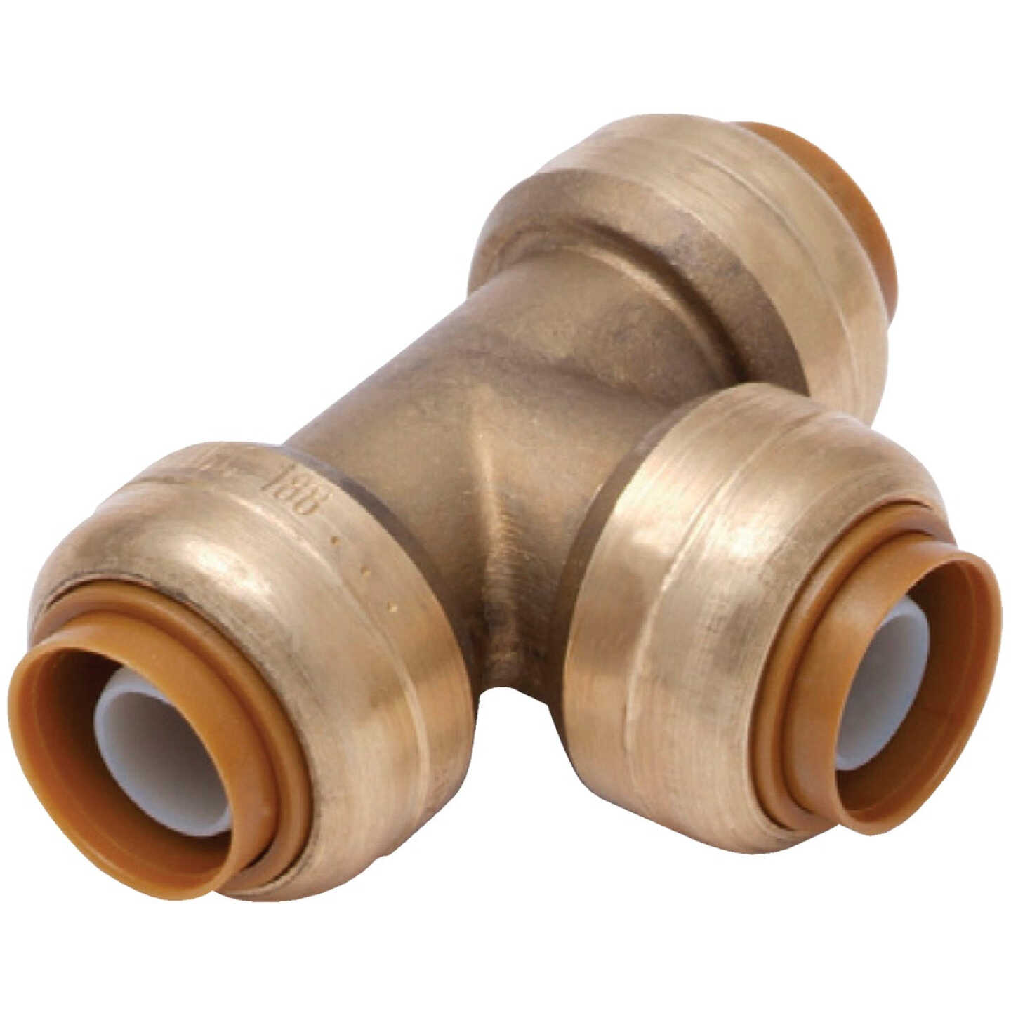 SharkBite 3/8 In. x 3/8 In. x 3/8 In. (1/2 In. OD) Brass Push-to-Connect Tee Image 1