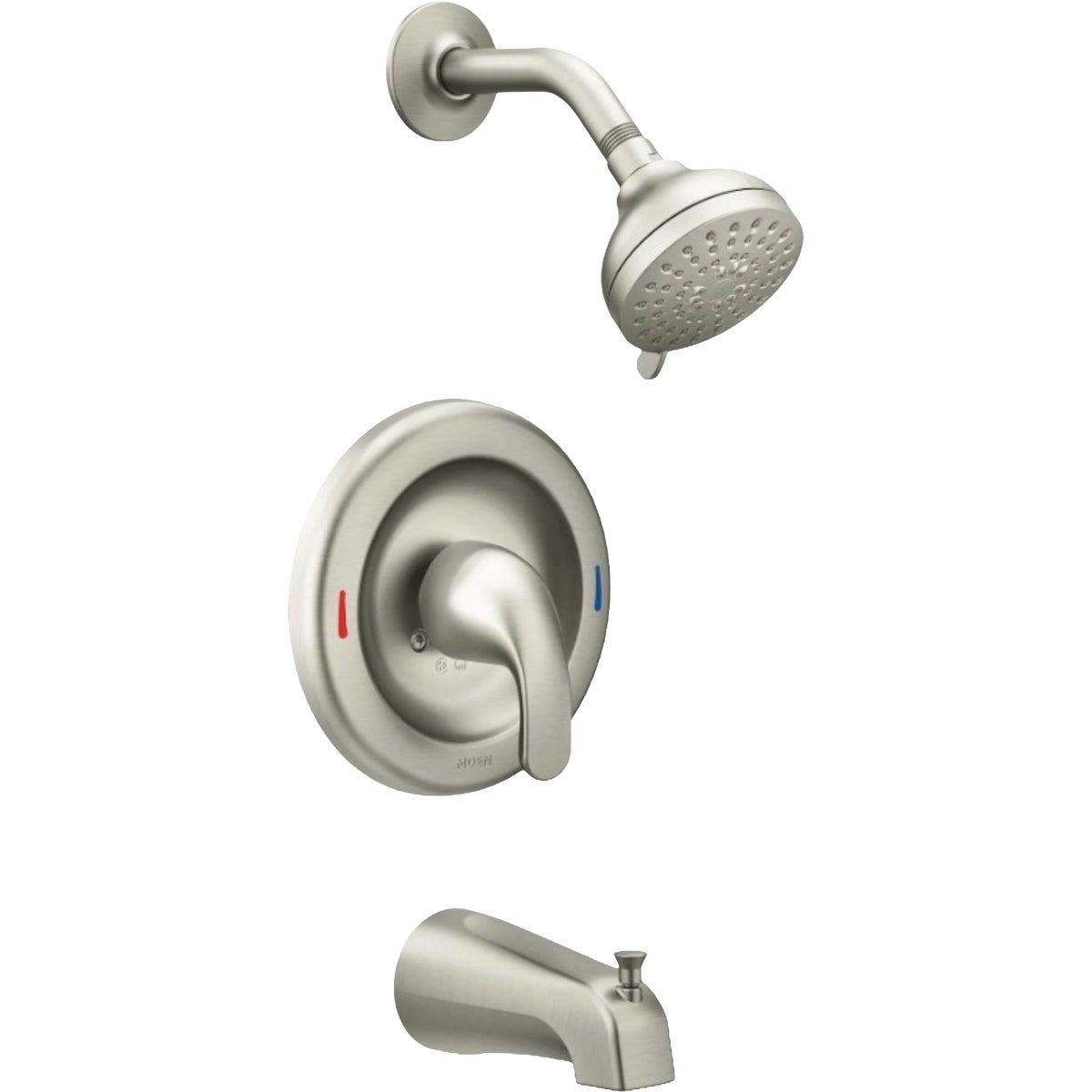 Moen Adler Brushed Nickel Posi-Temp Single Handle Tub/Shower Faucet and Spray Head