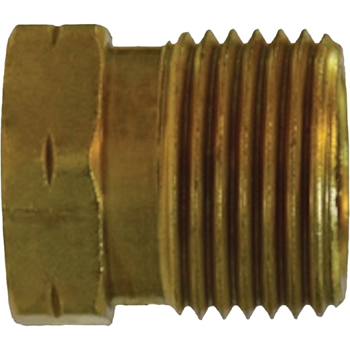 Anderson Metals 7/8 In. Hex x 1 In. Long Pol Nut Propane LH Thread Brass Nut