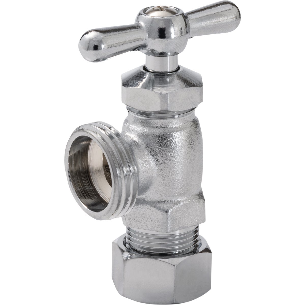 ProLine 1/2 In. COMP x 3/4 In. MHT Chrome Plated Brass Front Operated Washing Machine Valve