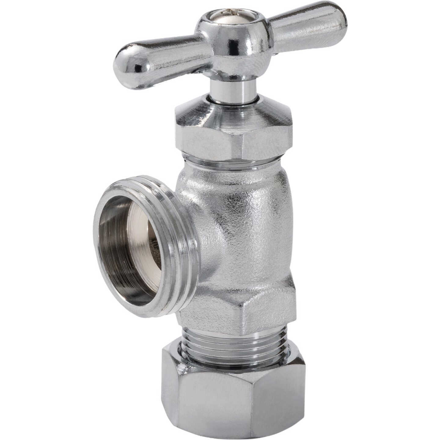 ProLine 1/2 In. COMP x 3/4 In. MHT Chrome Plated Brass Front Operated Washing Machine Valve Image 1