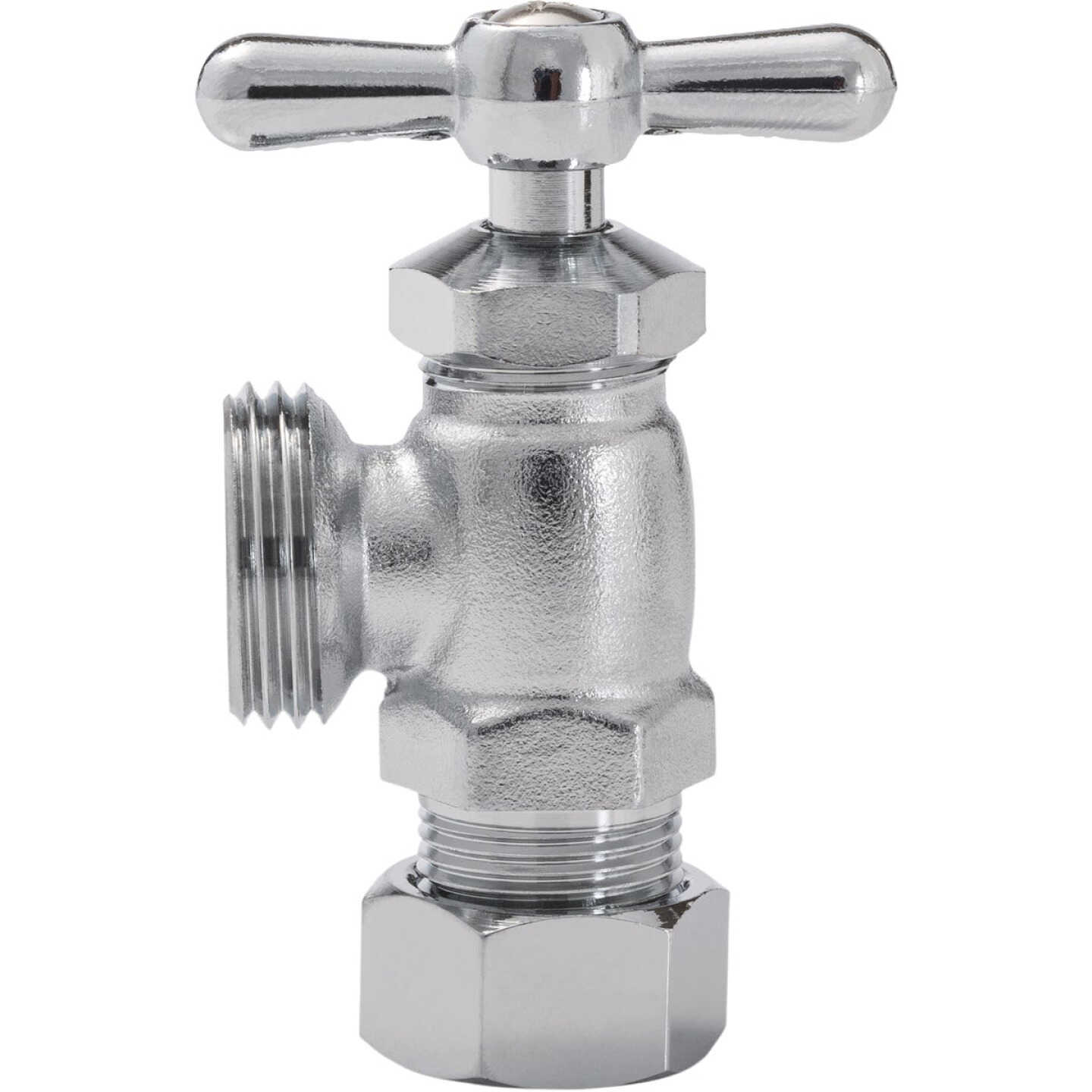 ProLine 1/2 In. COMP x 3/4 In. MHT Chrome Plated Brass Front Operated Washing Machine Valve Image 2