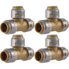 SharkBite 1/2 In. x 1/2 In. x 1/2 In. Brass Push-to-Connect Tee (4-Pack) Image 1