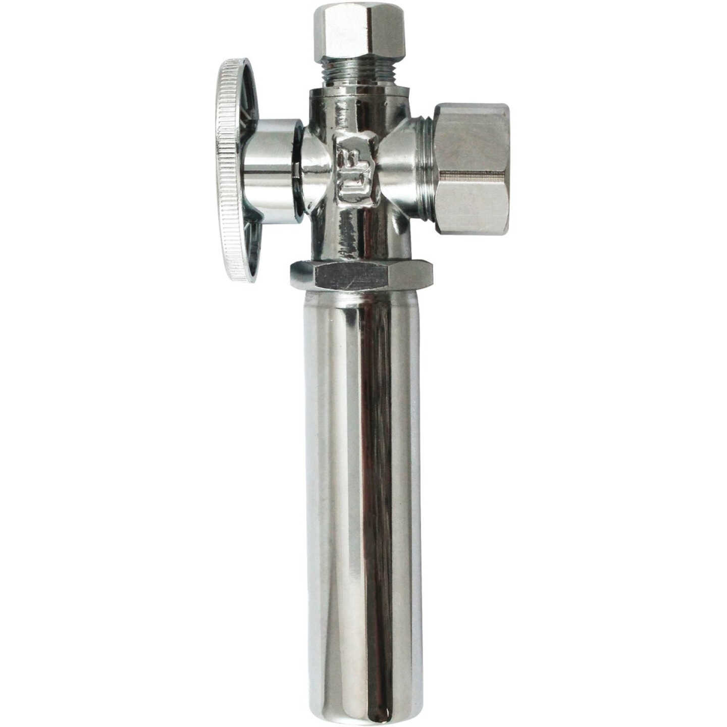 Keeney 5/8" OD x 3/8" OD Chrome-Plated Brass Quarter Turn Angle Valve with Water Hammer Arrestor Image 1