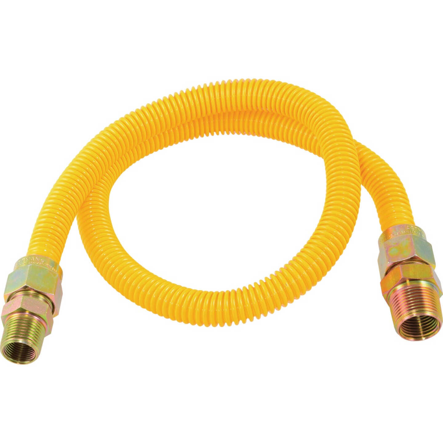 Eastman 5/8 In. OD x 36 In. 3/4 In. MIP (Tapped 1/2 In. FIP) x 1/2 In. MIP (Tapped 3/8 In. FIP) Coated Stainless Steel Gas Connector Image 1