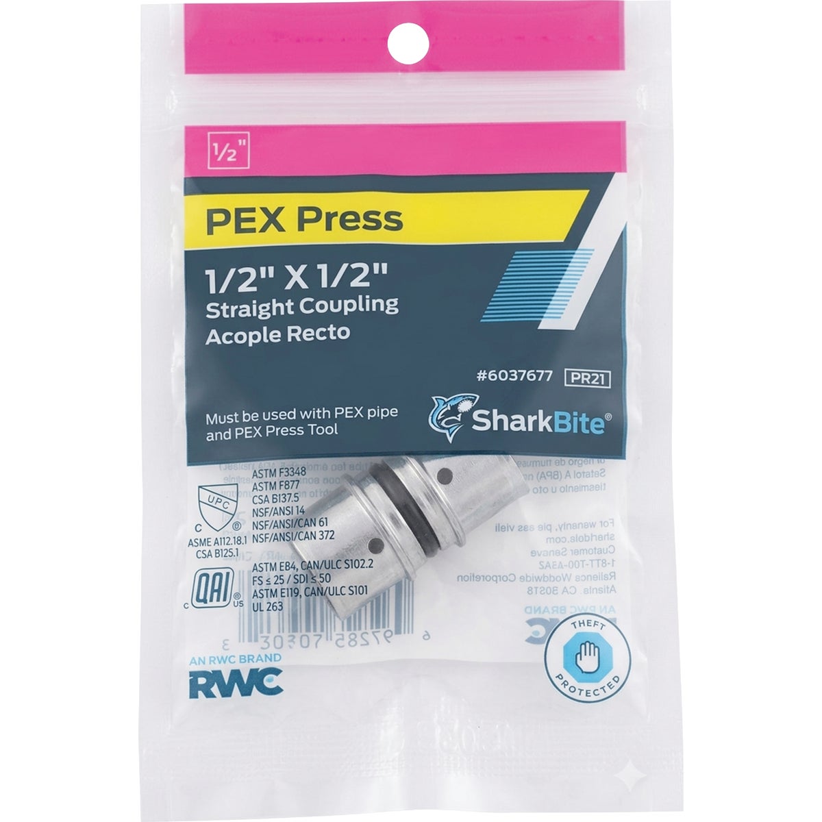 SharkBite 1/2 In. x 1/2 In. MNPT PEX Press Brass Adapter Image 2