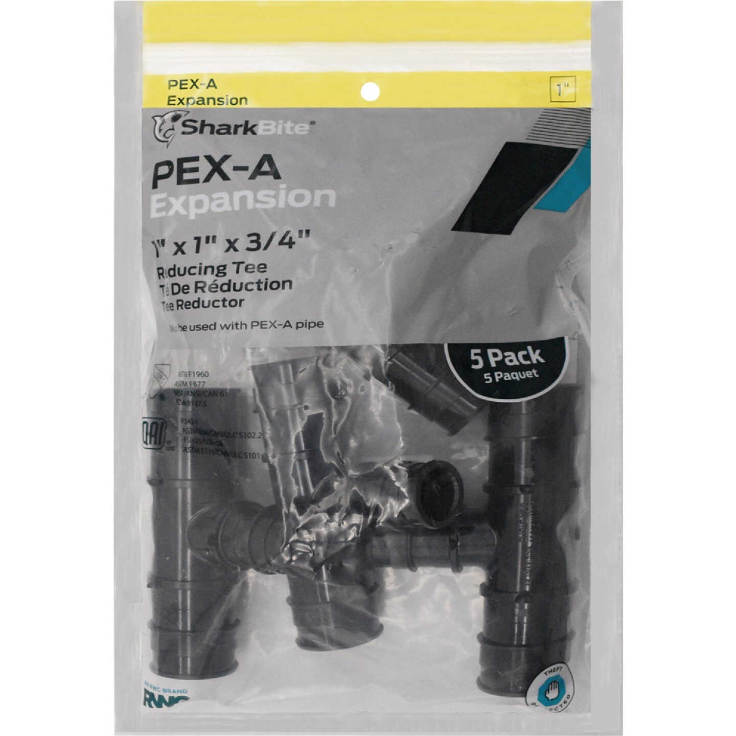 SharkBite 1 In. x 1 In. x 3/4 In. Poly Reducing PEX-A Tee (5-Pack) Image 2