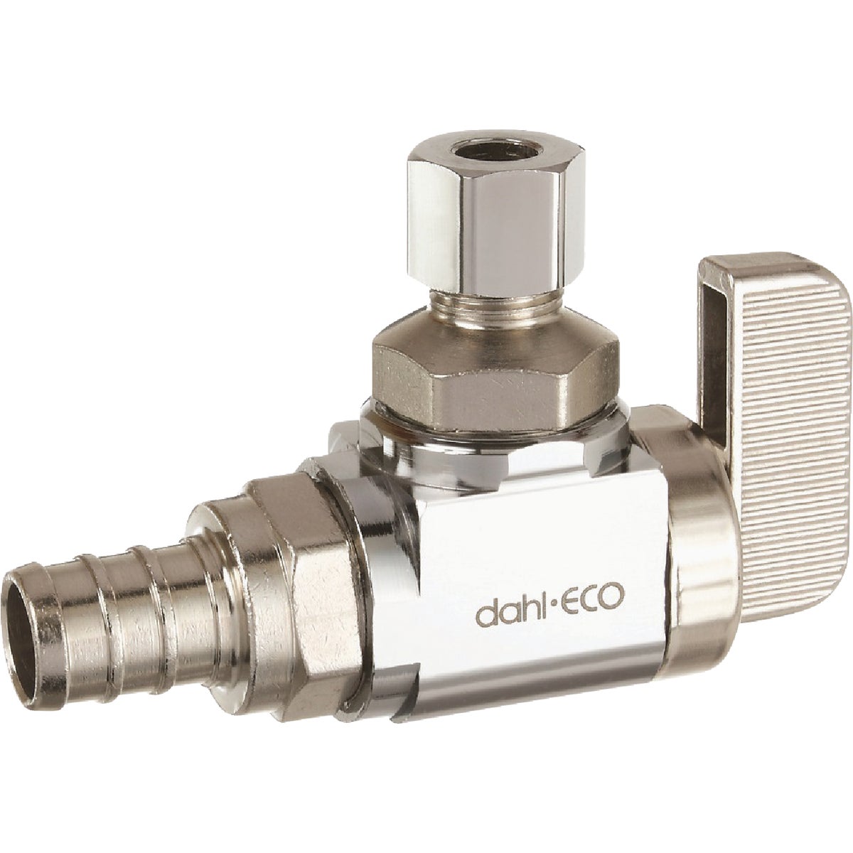 dahl 1/2 In. PEX Crimp x 1/4 In. OD Comp Angle Plated Supply Stop