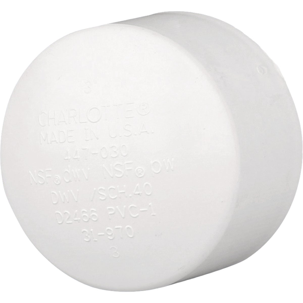 Charlotte Pipe 3 In. Solvent Weld PVC DWV Schedule 40 Cap Image 1