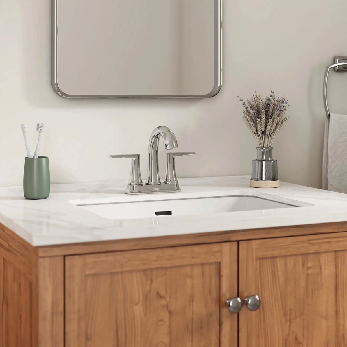 American Standard Becklow Chrome 2-Handle Lever 4 In. Centerset Hi-Arc Bathroom Faucet with Push Drain Image 3