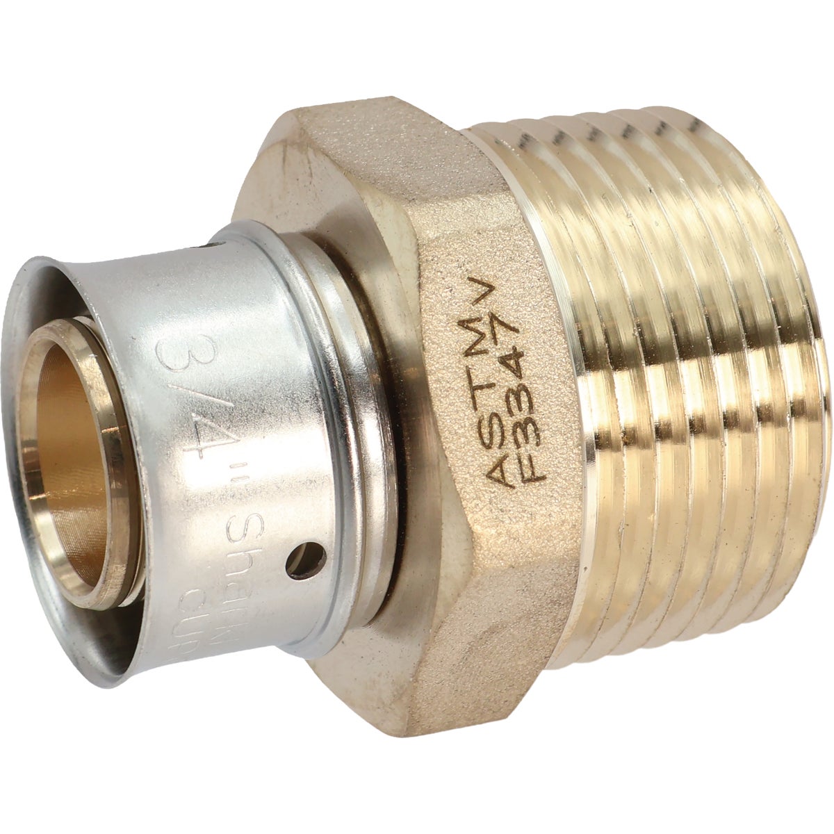 SharkBite 3/4 In. x 1 In. MNPT PEX Press Brass Adapter Image 3