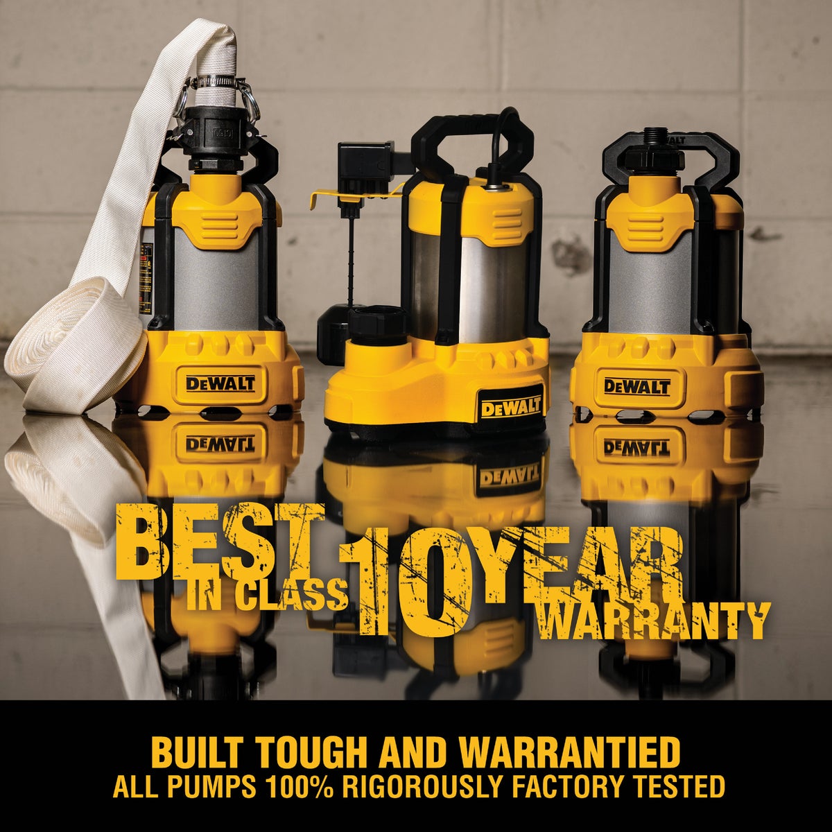 DEWALT 3/4 HP Cast Aluminum Submersible Utility Pump with Industrial Hose Kit Image 7