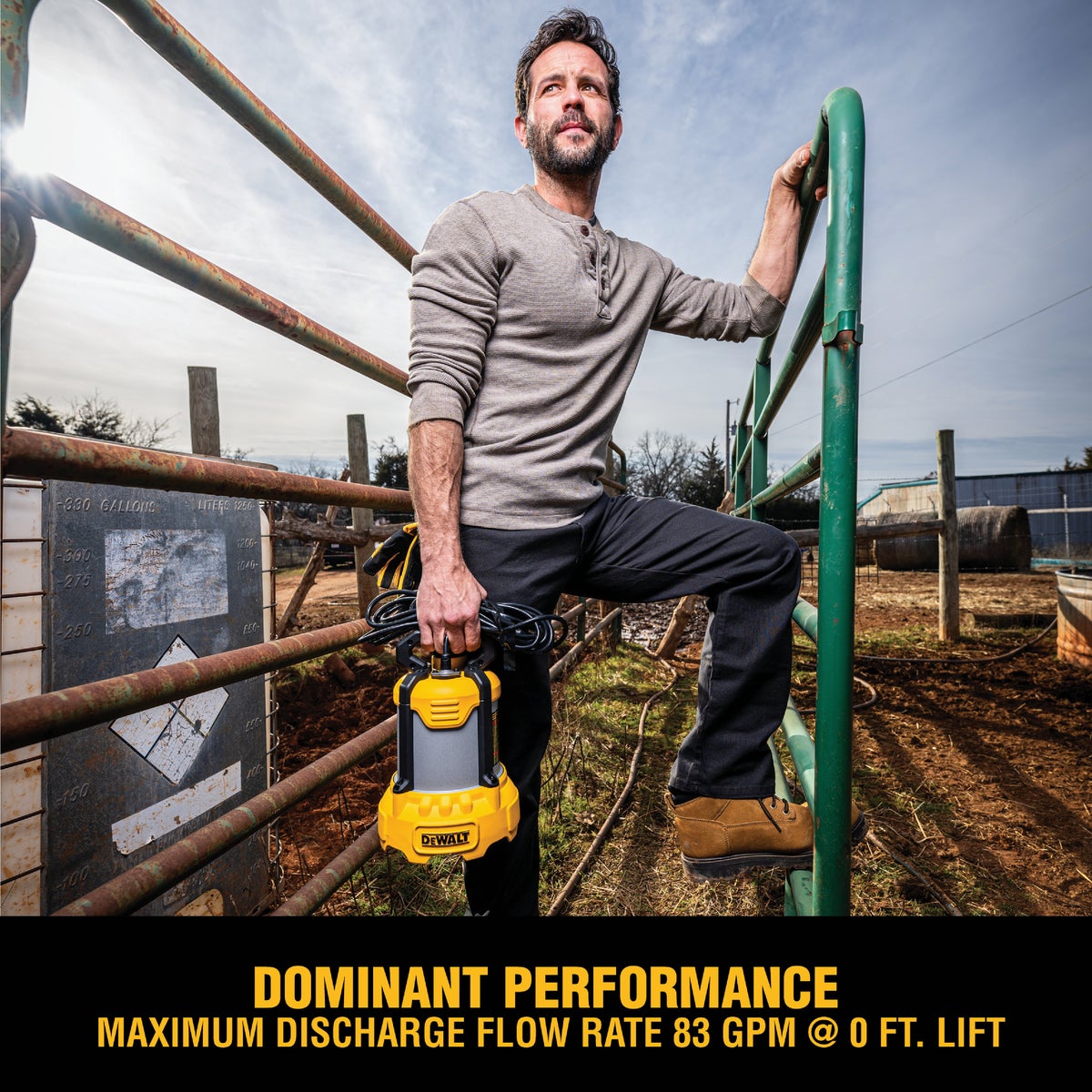 DEWALT 3/4 HP Cast Aluminum Submersible Utility Pump with Industrial Hose Kit Image 2
