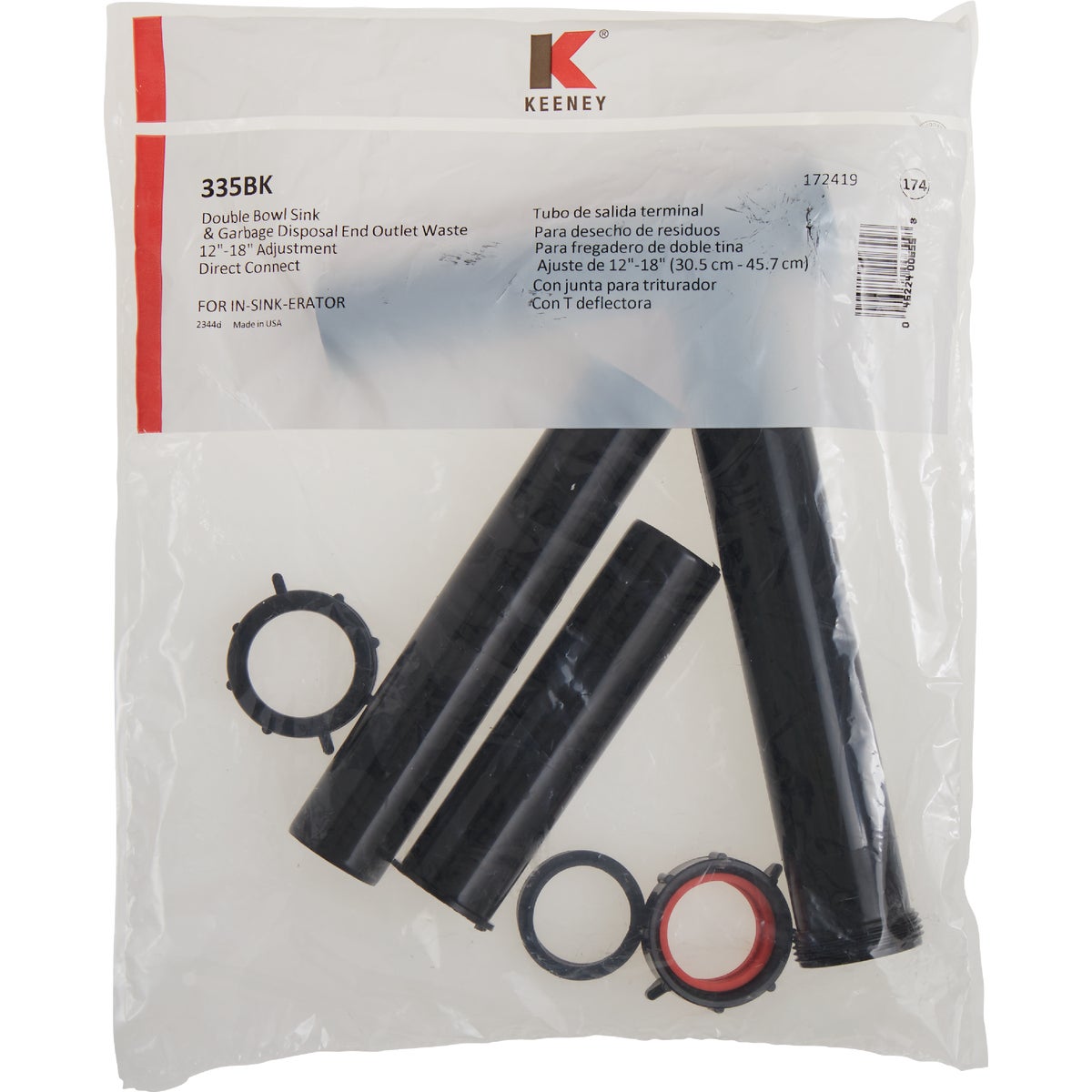 Keeney 1-1/2 In. Black Polypropylene Telescopic Disposer Drain Kit Image 3