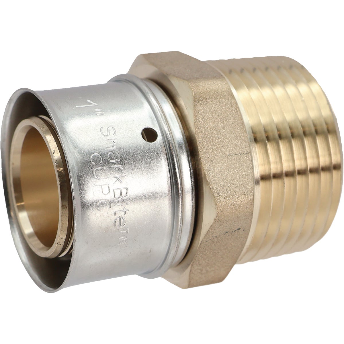 SharkBite 1 In. x 1 In. MNPT PEX Press Brass Adapter Image 3