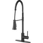 Homepointe Single or 3-Hole Commercial Style Pull-Down Kitchen Faucet, Matte Black Image 1