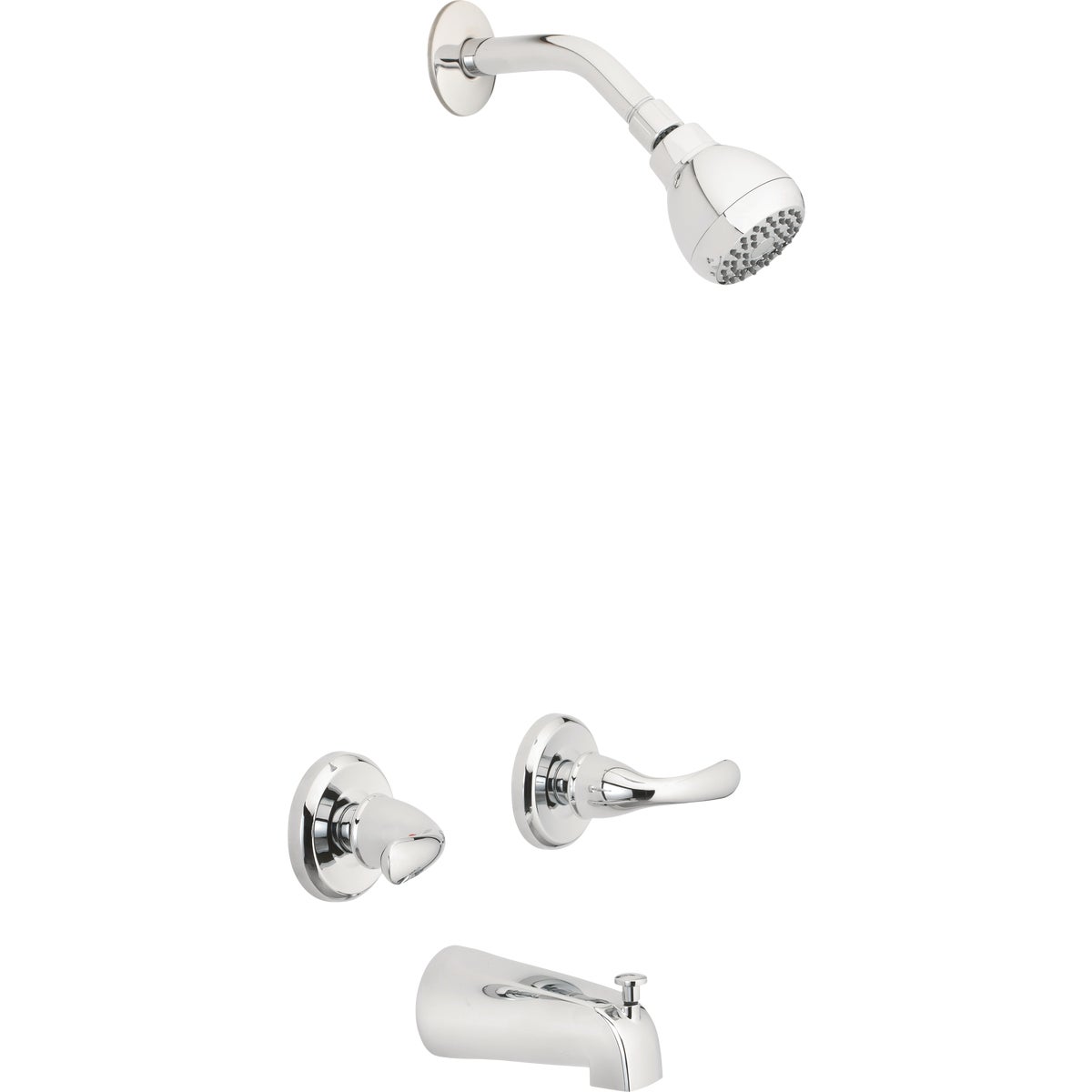 Homepointe Shower Faucet + Showerhead, 2 Lever Handle, Chrome Finish Image 1