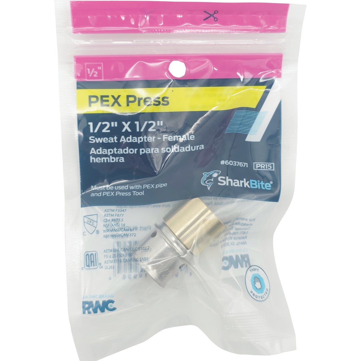 SharkBite 1/2 In. x 1/2 In. Female PEX Press Brass Sweat Adapter Image 2