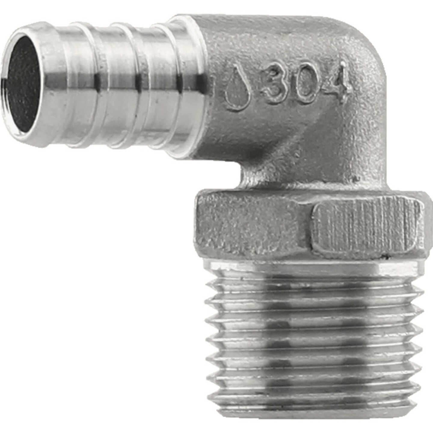 Plumbeeze 1/2 In. PEX x 1/2 In. Stainless Steel MPT Elbow Image 1