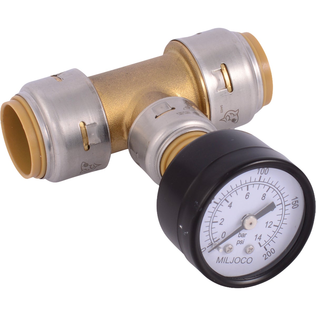 SharkBite 3/4 In. Push-to-Connect Pressure-Gauge Brass Tee