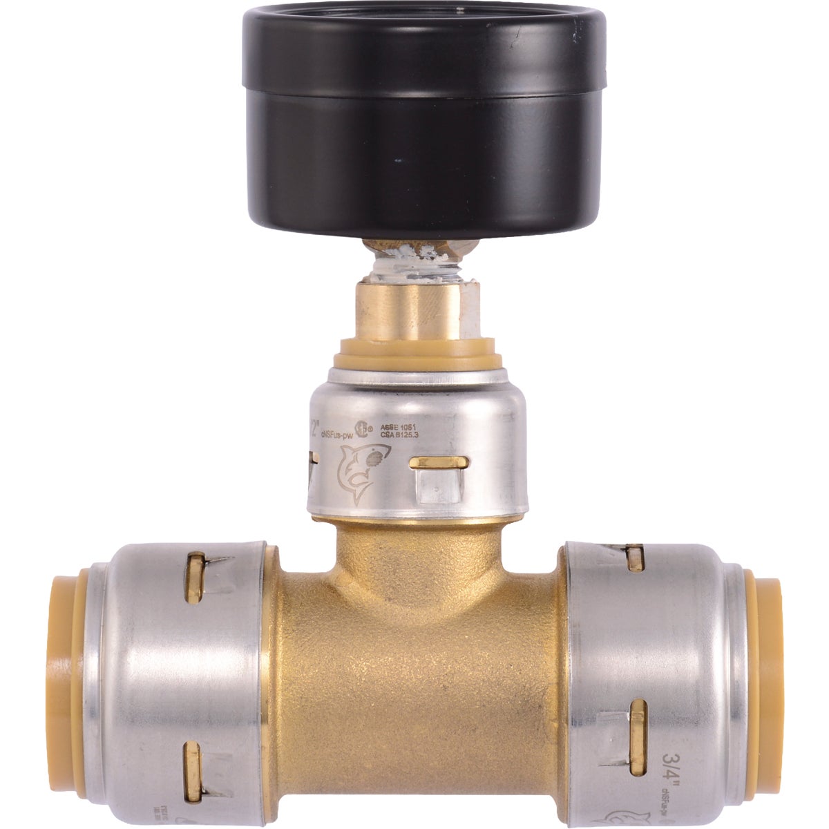 SharkBite 3/4 In. Push-to-Connect Pressure-Gauge Brass Tee Image 5