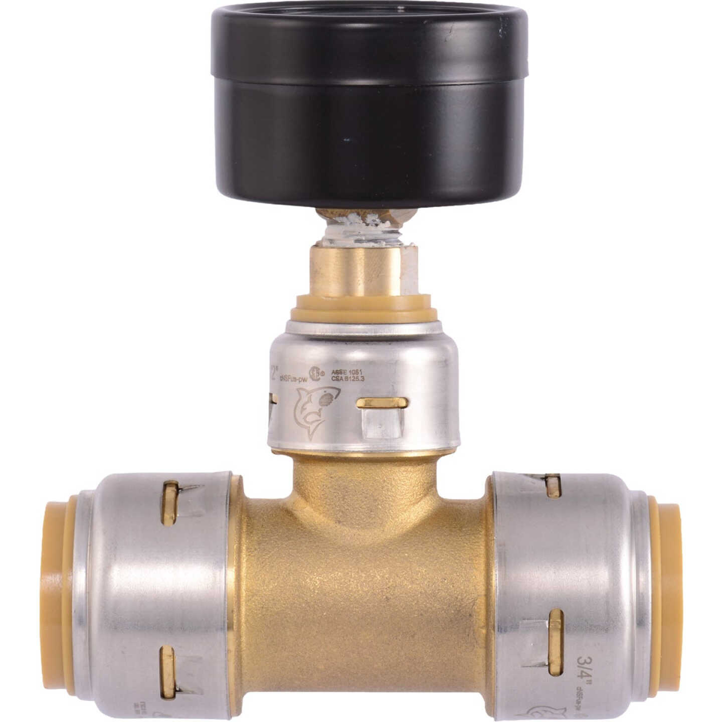 SharkBite 3/4 In. Push-to-Connect Pressure-Gauge Brass Tee Image 5