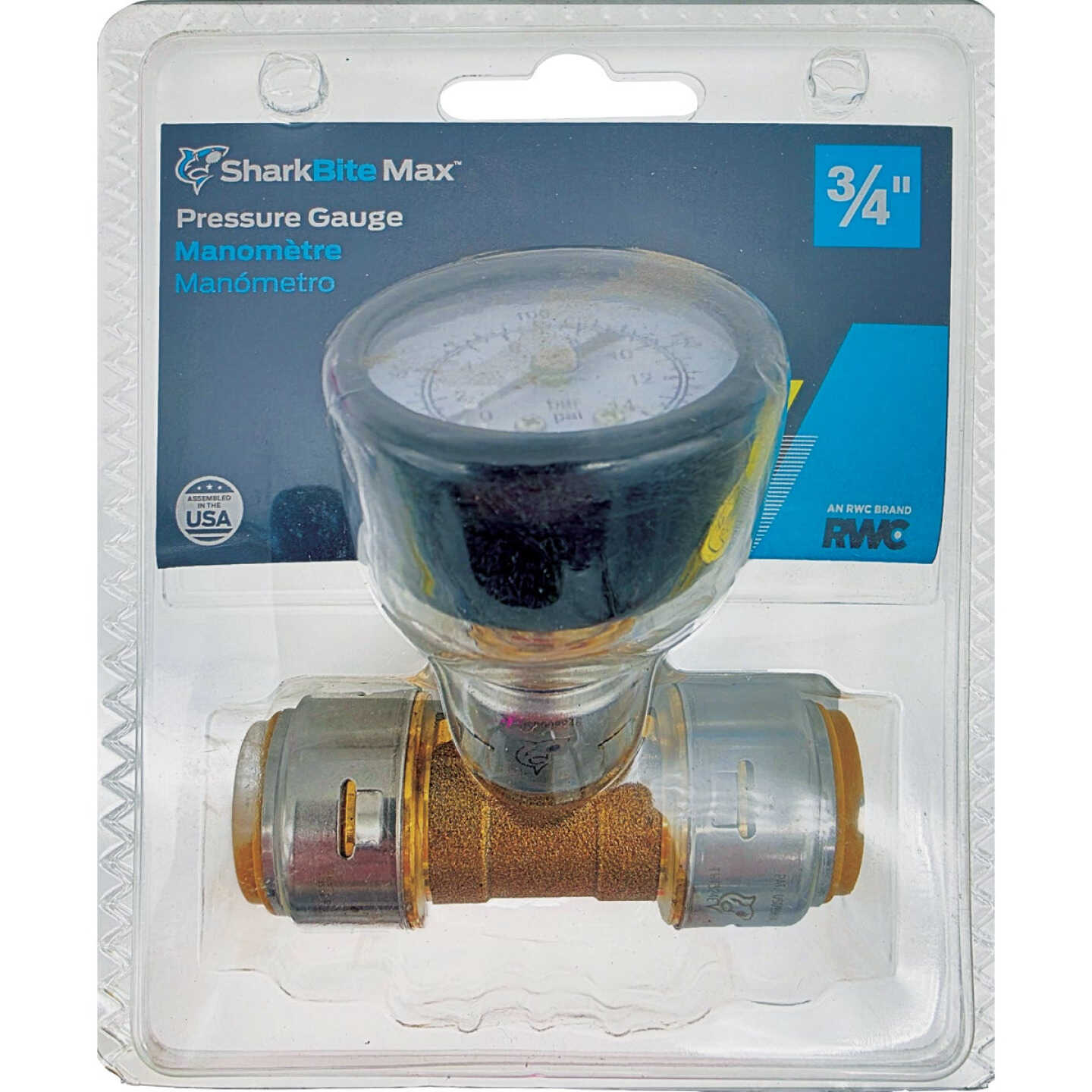 SharkBite 3/4 In. Push-to-Connect Pressure-Gauge Brass Tee Image 2