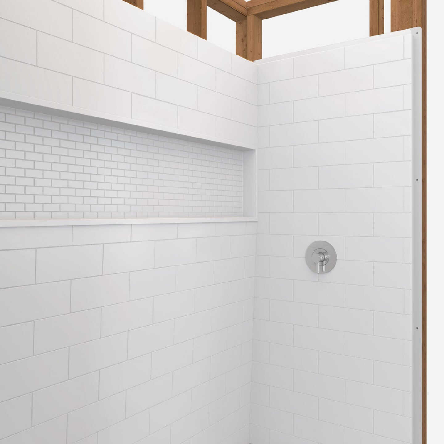Bootz NexTile 6032 60 In. x 74 In. x 32 In. Direct-to-Stud Shower Wall Kit in White (4-Piece) Image 5