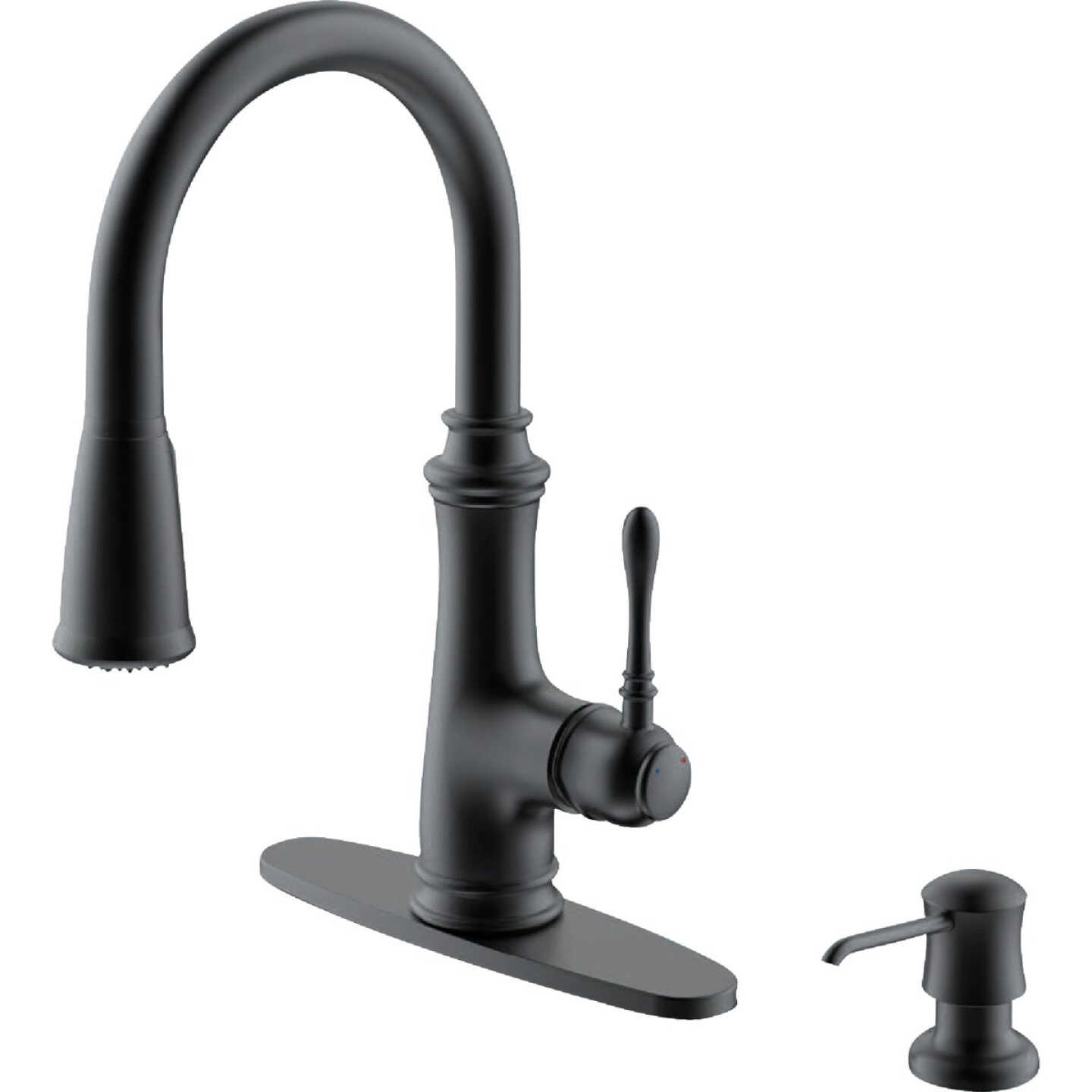 Compass Manufacturing 5165MB Brookfield 1-Handle Matte Black Kitchen Faucet With Spray Image 1