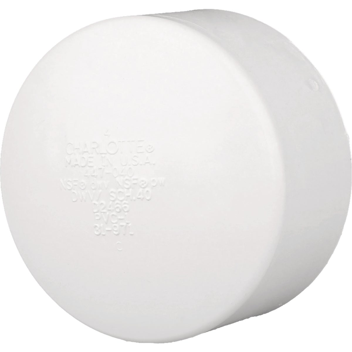 Charlotte Pipe 4 In. Solvent Weld PVC DWV Schedule 40 Cap Image 1