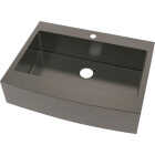 Compass Manufacturing Single Bowl 33 In. x 25 In. x 8 In. Black Stainless Steel Retrofit Dual Mount Curved Front Apron Farm Sink Image 1