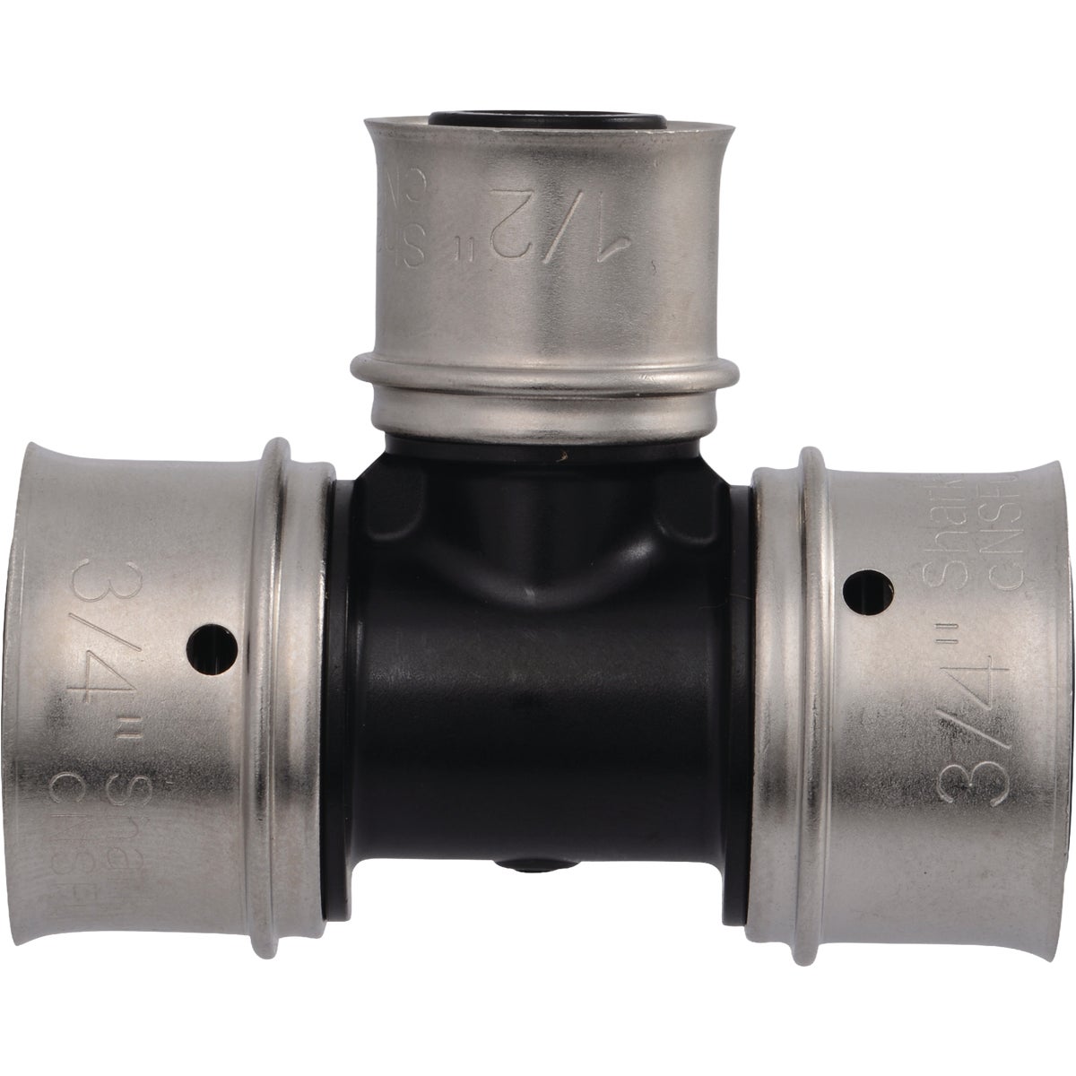 SharkBite 3/4 In.x3/4 In.x1/2 In. PEX Press Poly Tee Image 3