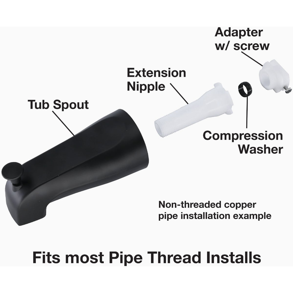 Danco Universal Matte Black Tub Spout with Diverter Image 4