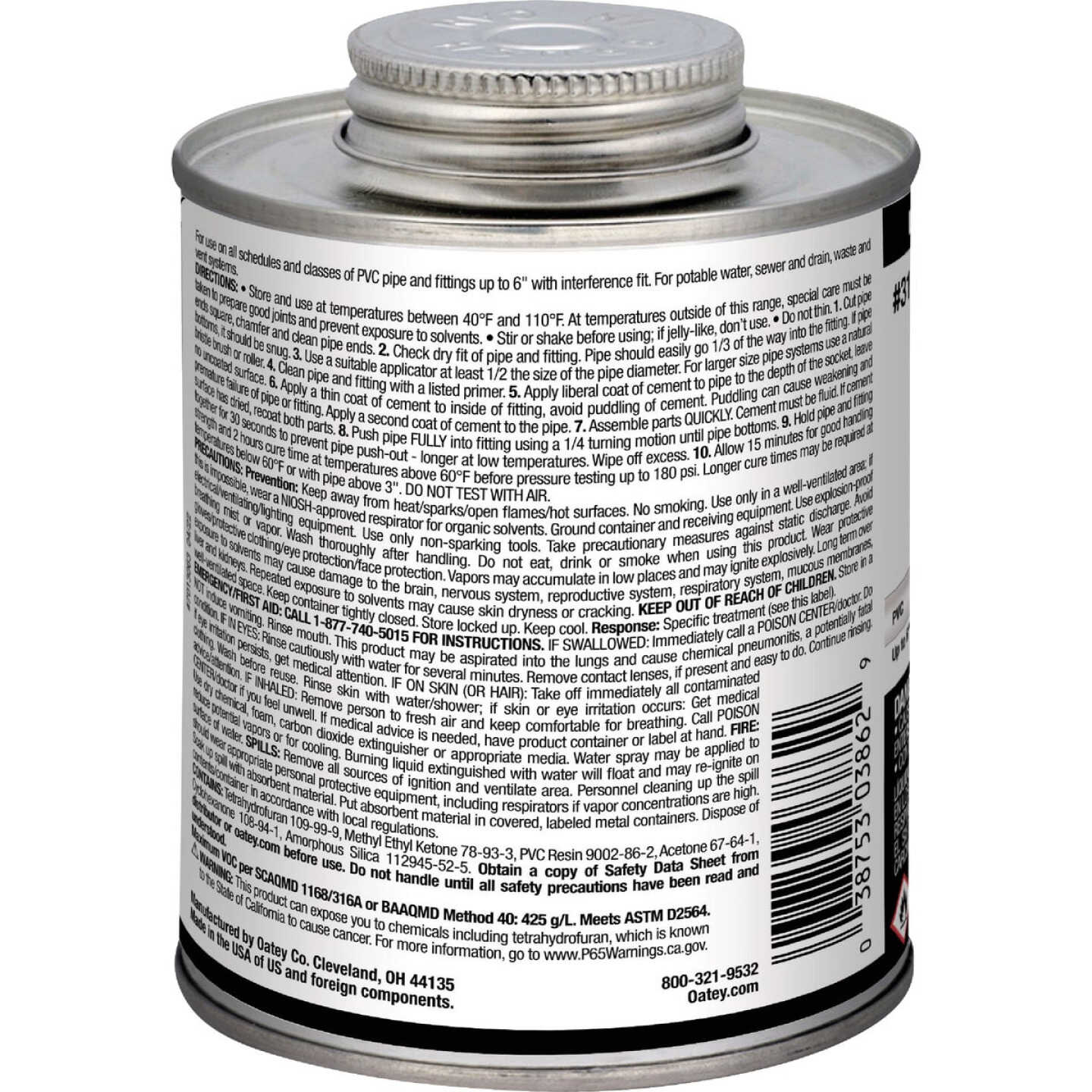 Oatey 16 Oz. Low Voc Medium Bodied Clear PVC Cement Image 3