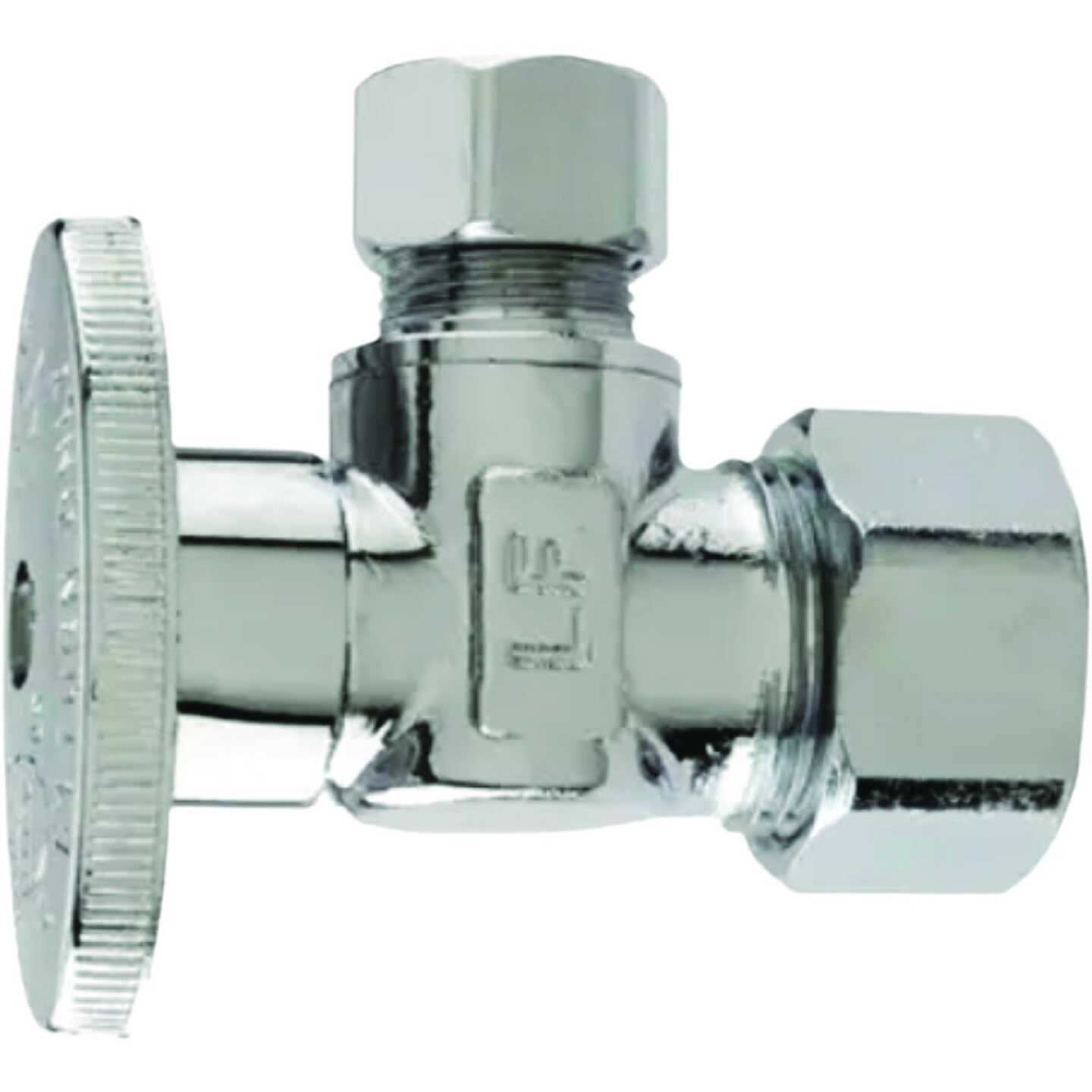 Master Plumber 5/8 In. OD Compression x 3/8 In. OD Compression Chrome Angle Supply Stop Valve Image 1