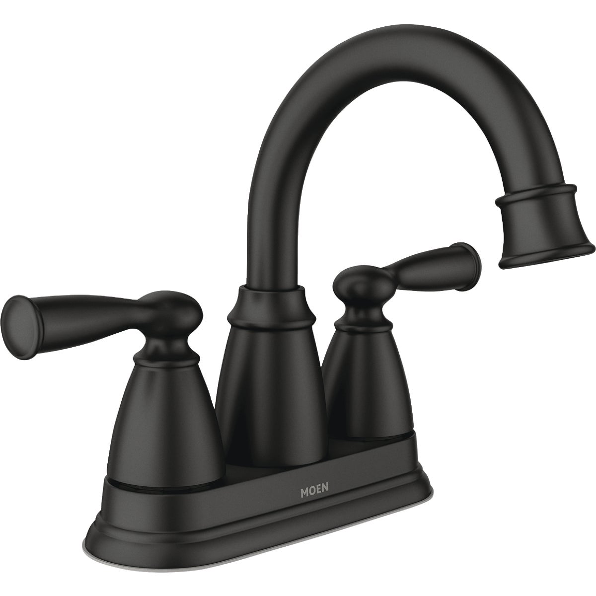 Moen Banbury 2-Handle Lever High Arc Centerset Bathroom Faucet with Push-Down, Matte Black