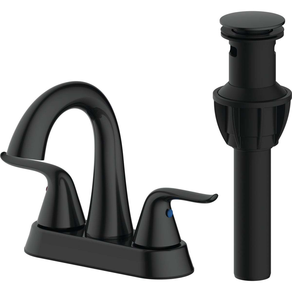 Style Built Heritage Matte Black 2-Handle Bathroom Faucet with Popup
